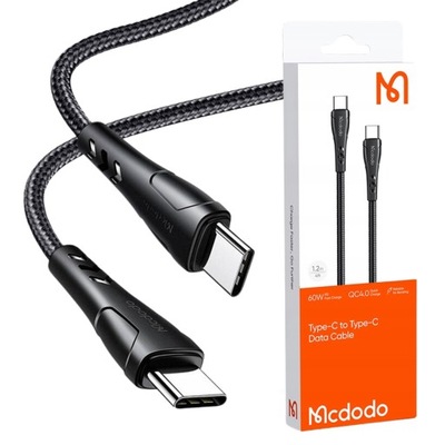 Kabel Mcdodo USB-C do Type-C 60W PD QC 0.2m 20cm krótki szybki mocny oplot