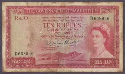 Mauritius - 10 rupees 1954 (VG)