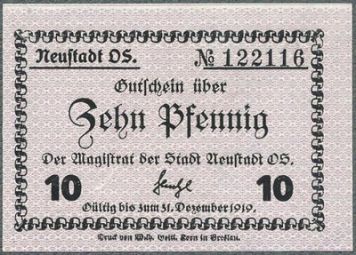 Prudnik - Neustadt O.S .- 10 fenigów 1919