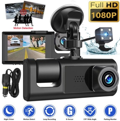 CAMERA AUTOMOTIVE FULL HD 360° FROM WI-FI I SENSOR G — NAGRYWANIE FROM TRZEMA OBIEKTYWAMI  