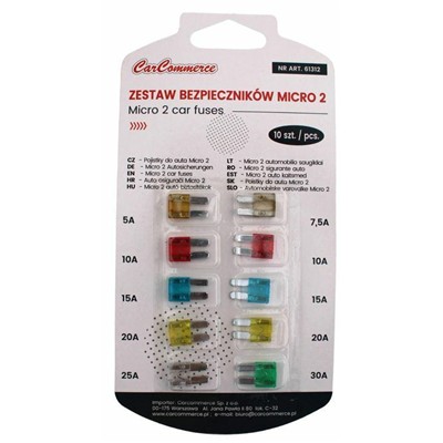 ПРЕДОХРАНИТЕЛИ MICRO 2 MICRO2 5-25A 10SZT