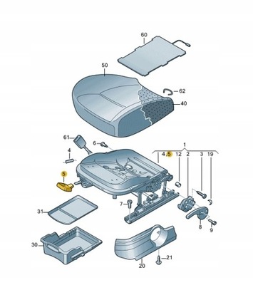 SOPORTE ASIENTOS VW P. SCIROCCO 09- LE KOLOR. CZERN SATYNOWA  