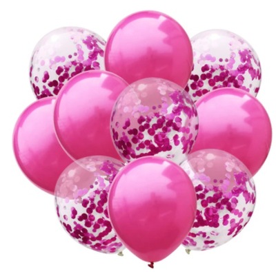 Balony różowe z różowym konfetti
