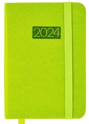 Kalendarz 2024 A7 kieszonkowy tygodniowy z GUMKĄ zielony