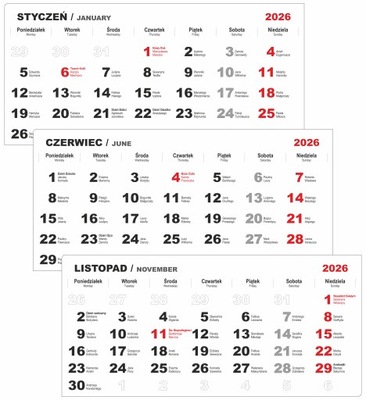 Kalendarium edytowalne 2026 - WZÓR 1, CDR, 14 kart
