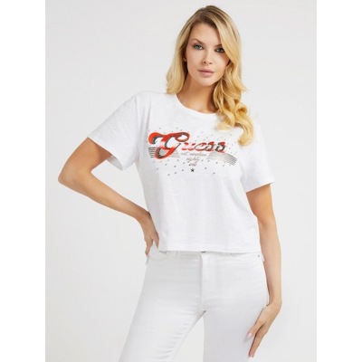 GUESS T-Shirt Logo W3GI33 KB3P0 Biały Boxy Fit XS