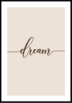 40x50 Plakat z napisem DREAM po angielsku eviero beżowo-brązowy