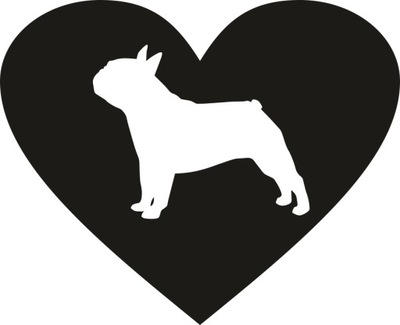 naklejka BULDOG FRANCUSKI pies serce rasy psów 10x8cm