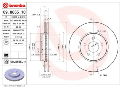 DISCO DE FRENADO BREMBO BRE 09.8665.11  