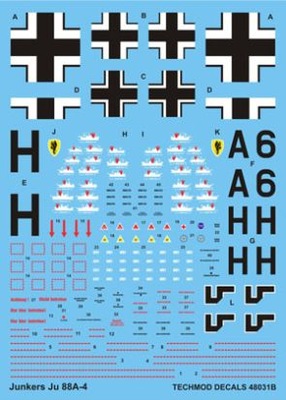 1:48 Kalkomania Junkers Ju 88A-4 TECHMOD 48031