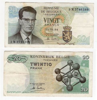 BELGIA 1964 20 FRANCS