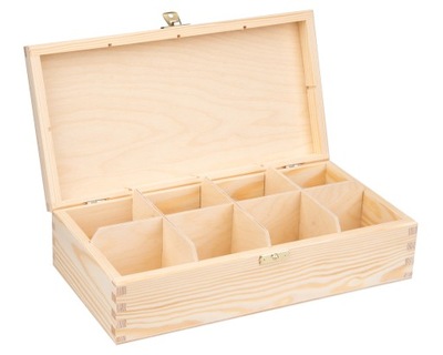 HERBACIARKA Pudełko drewniane herbatę 8 przegród
