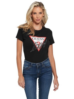 GUESS KOSZULKA DAMSKA T-SHIRT ICON TEE CZARNA r.M