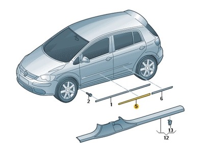 VW GOLF V PLUS НАКЛАДКА ДВЕРЬ ЛЕВЫЙ ПЕРЕД 5M0853515B