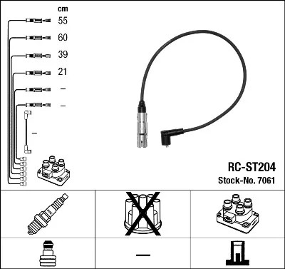 RC-ST204 ПРОВОДА ZAPLONOWE NGK 7061