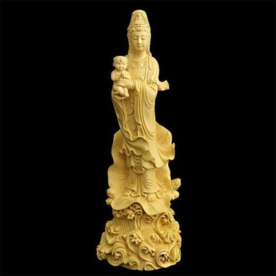 Chiński Rzeźba Guanyin Rękodzieło Posąg