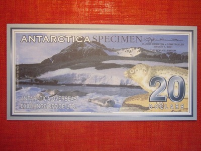 ANTARKTYKA FANTAZYJ. 20 DOLLARS 2001 ANT-12s UNC