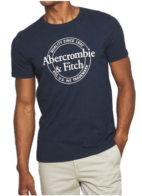 Abercrombie Fitch Granatowy T-Shirt Napis Logo S