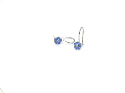 Srebrne wiszące niebieskie kwiatki z cyrkoniami