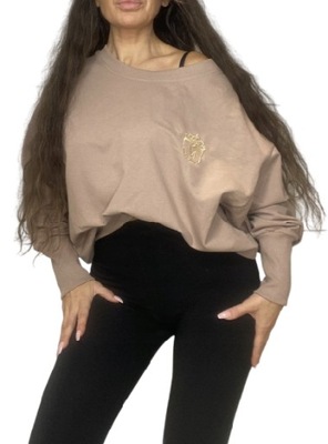 Bluza beżowa MIMI z logo na dekolcie ONE SIZE