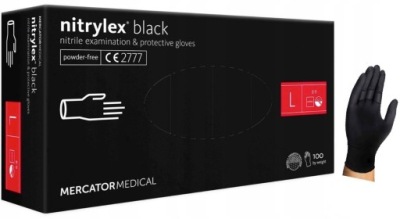 Rękawice RĘKAWICZKI nitrylowe mocne NITRYLEX BLACK 100sz MERCATOR CZARNE