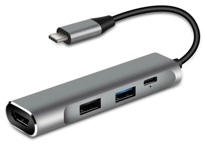 HUB USB-C -> HDMI 2xUSB 3.0 PD THUNDERBOLT MacBook M1 STACJA ADAPTER 4w1