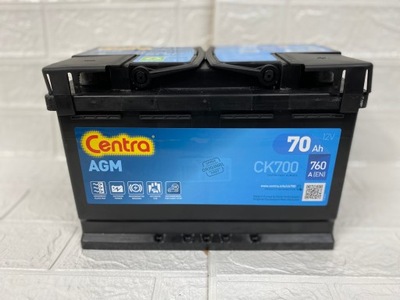 AKUMULIATORIUS CENTRA 12V 70AHA 760A CK700 AGM 