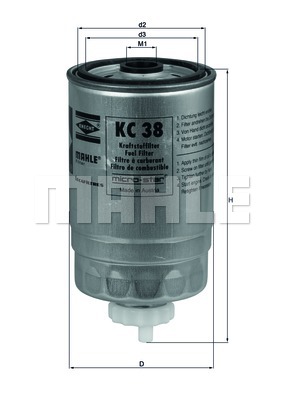 FILTROS COMBUSTIBLES MAHLE KC 38  