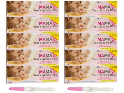 MAMA test ciążowy strumieniowy wczesna ciąża czuły ZESTAW 10 x 1 test