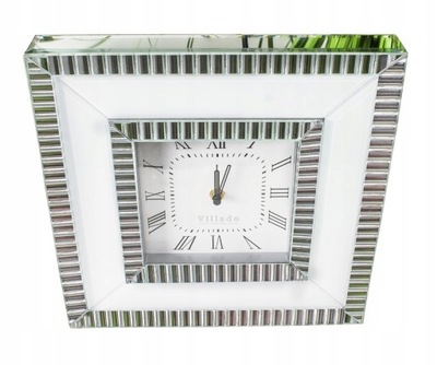 Zegar na ścianę zawieszany lustrzany biały 30x30cm