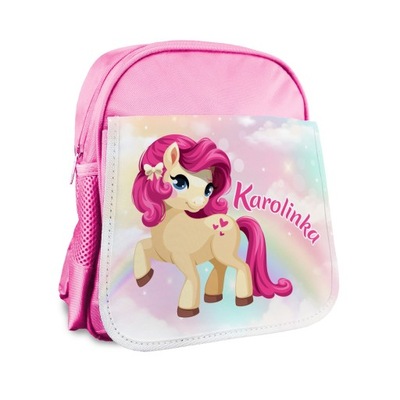 Plecak z imieniem dziecka "Kucyk Pony". Różowy
