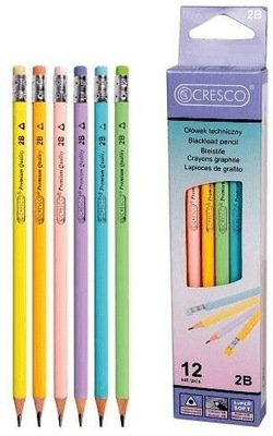 Ołówek trójkątny 2B z gumką Pastel 12 sztuk