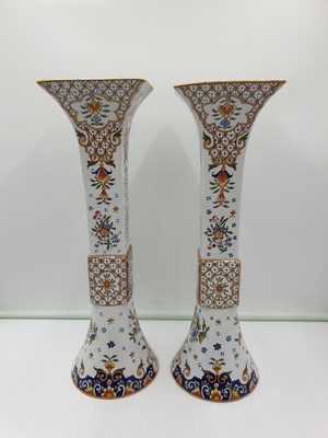 Wazony Para Rouen Stara Francja porcelanowy francuski z motywem kwiatowym