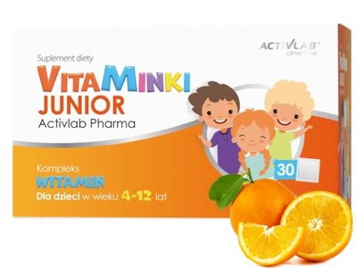 VitaMinki JUNIOR pomarańcza witaminy dla dzieci (vibovit) ACTIVLAB 30 sasz