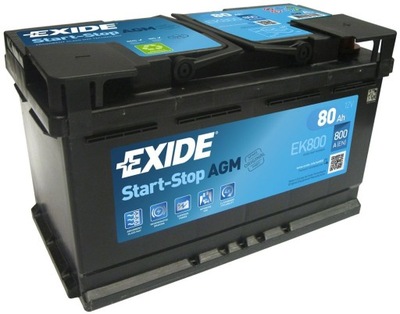 BATERÍA EXIDE START-STOP AGM 80AH 800A EK800  