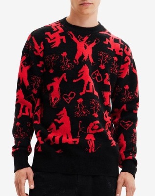 DESIGUAL ciepły wzorzysty sweter męski L