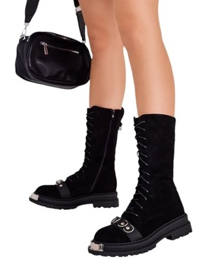 CZARNE BOTKI DAMSKIE WERCES 38