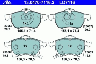 ATE 13.0470-7116.2 КОЛОДКИ HAM. OPEL P. ASTRA G/ZAFIRA 1,6-2,2 98-05 CERAMIC