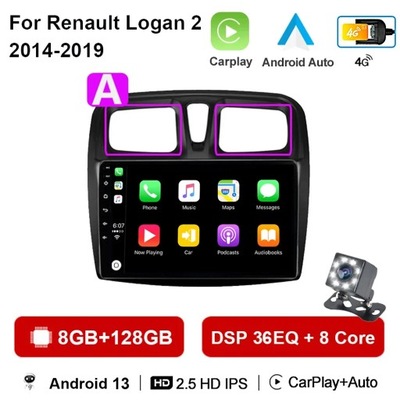 CARPLAY ANDROID 13 PARA RADIO RENAULT LOGAN 2 2012-2019 SANDERO 2 2014-2019 RADIO  