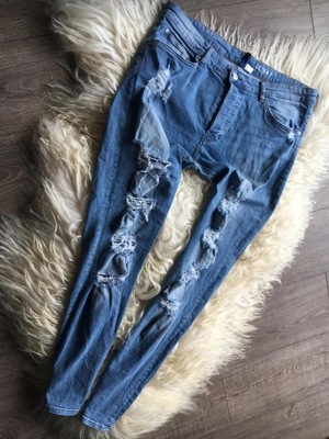 h&m spodnie jeansowe skinny z dziurami 36