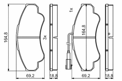 BOSCH TRINKELĖS STABDŽIŲ PRIEK. CITROEN JUMPER I PEUGEOT BOXER 2.3D 2.8D 