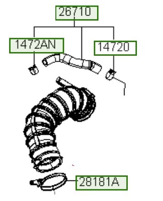 Труба шланг верхній фільтра повітря i40 2014-2019 фото №1