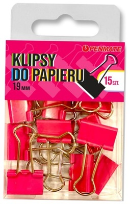 Klipsy do papieru 19 mm Różowe Penmate