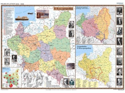 POLSKA W LATACH 1919-1939 MAPA ŚCIENNA HISTORYCZNA