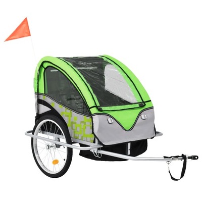 Rowerowa przyczepka dla dzieci/wózek 2-w-1, zielo