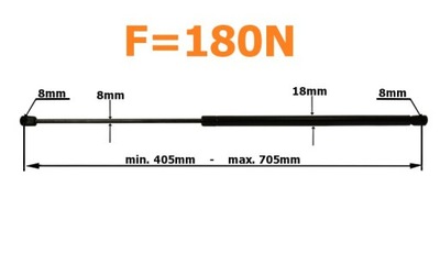 AMORTIGUADOR DE GAS 685MM 180N REJILLAS MAN TGA, TGL, TGM  