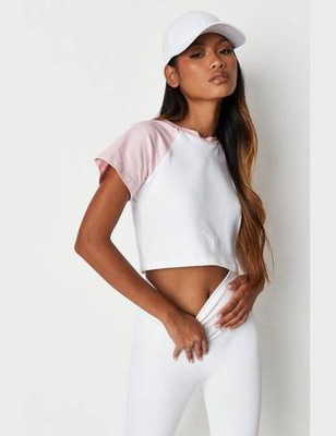 MISSGUIDED KRÓTKI T-SHIRT WSTAWKI TJF29002 R.M