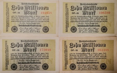Zestaw Banknotów 10 milionów marek 1923 OF-18
