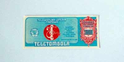 Kupon TELETOMBOLA 25 marca 1990 500 zł