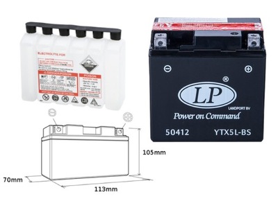 AKUMULIATORIUS BEZOBSLUGOWY LANDPORT YTX5L-BS 